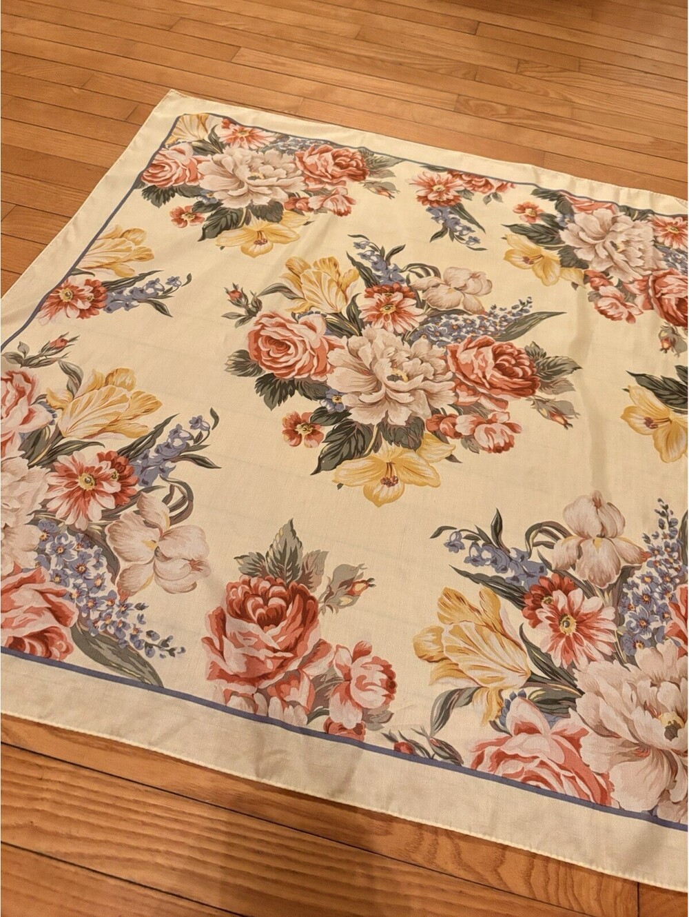 Vintage Polo Ralph Lauren Silk Yellow Floral Scarf 33”x 34” Stunning! - Picture 4 of 10